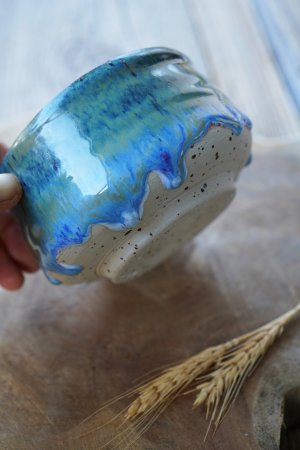 Preview: Matcha Schale blaugranit grün sprenkel